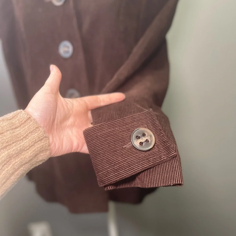 Black Rivet‎ Women's Brown Corduroy A-Line Swing Coat Size Small